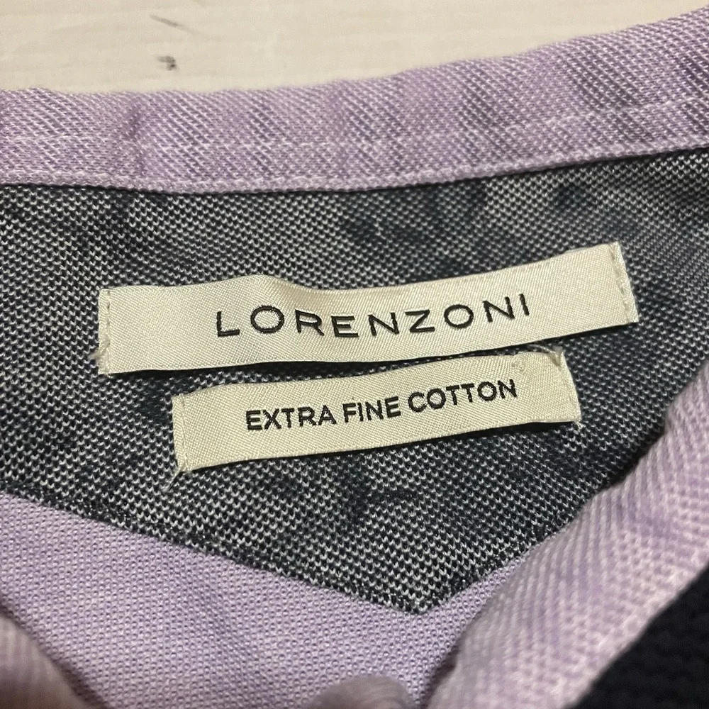 Lorenzoni Golf Polo Shirt Size Large Men Extra Fine‎ Cotton Purple Made In Italy